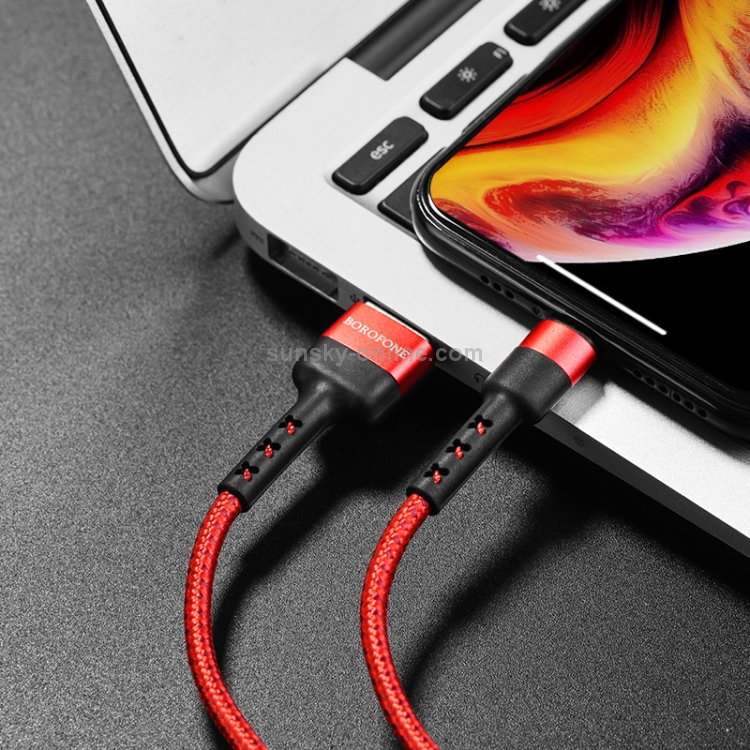 Borofone BX34 1m 2.4A Max Output Advantage USB to 8 Pin Data Sync Charging Cable(Red) Borofone BX34 1m 2.4A Max Output Advantage USB to 8 Pin Data Sync Charging Cable(Red)