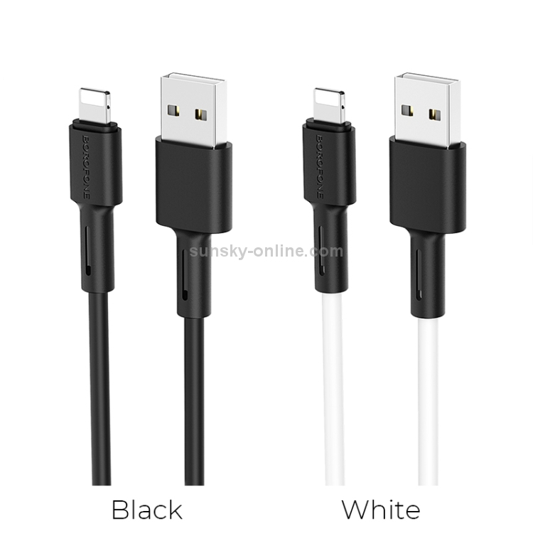 Borofone BX31 1m 2.4A Max Output Soft Silicone USB to 8 Pin Data Sync Charging Cable(Black) Borofone BX31 1m 2.4A Max Output Soft Silicone USB to 8 Pin Data Sync Charging Cable(Black)