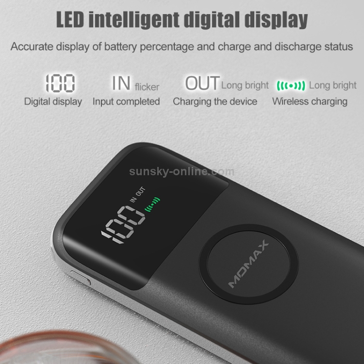 MOMAX IP90 Q.Power AIR2 Smart Mobile Phone Digital Display Wireless Charger (Black) MOMAX IP90 Q.Power AIR2 Smart Mobile Phone Digital Display Wireless Charger (Black)