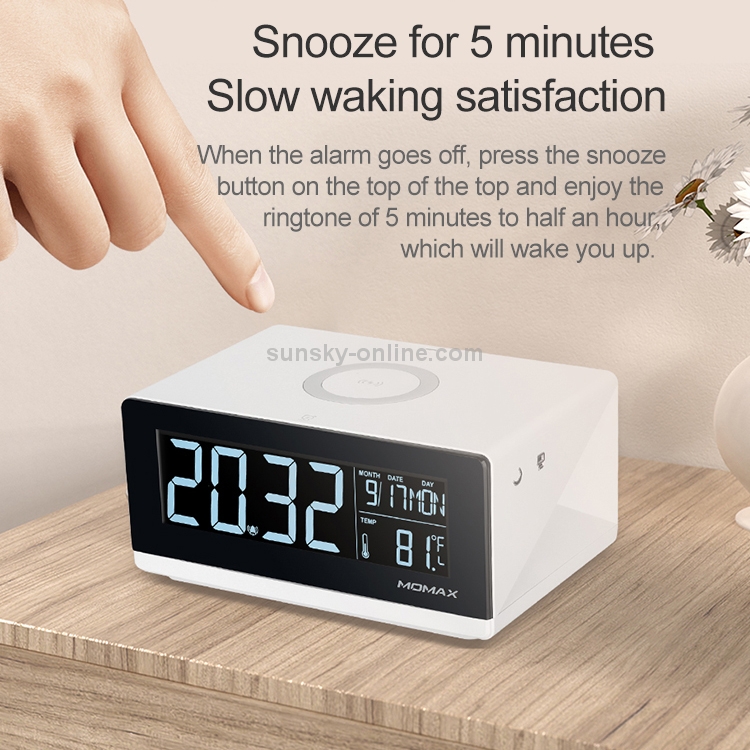Momax 10W Qi Standard Three Modes Fast Charging Wireless Charger Multi-functional LCD Alarm Clock for iPhone / Android Momax 10W Qi Standard Three Modes Fast Charging Wireless Charger Multi-functional LCD Alarm Clock for iPhone / Android