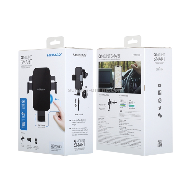 Momax CM11 Car Air Outlet Automatic Induction Bracket Qi Standard Wireless Charger Momax CM11 Car Air Outlet Automatic Induction Bracket Qi Standard Wireless Charger