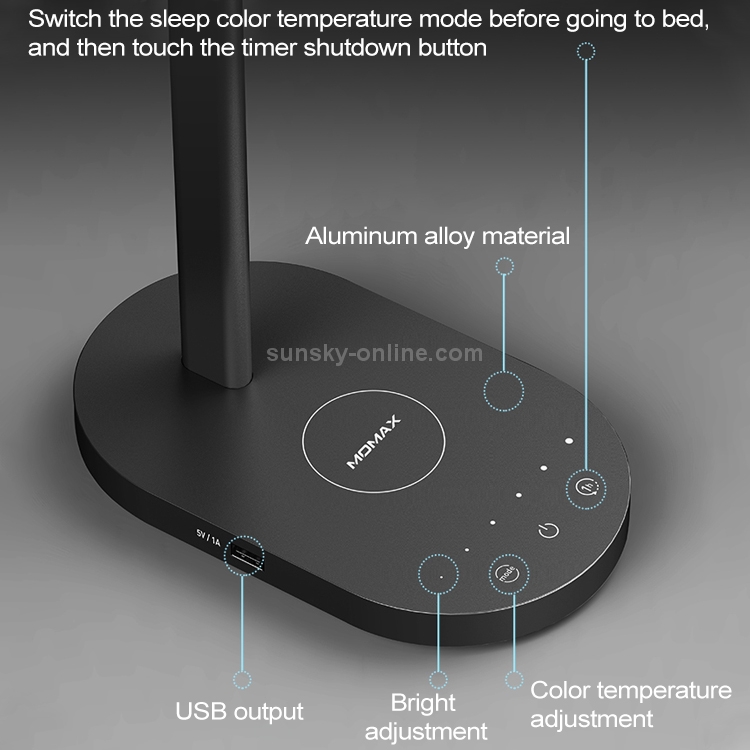 Momax QL1 2 in 1 Qi Standard Fast Charging Wireless Charger LED Desk Lamp, UK Plug Momax QL1 2 in 1 Qi Standard Fast Charging Wireless Charger LED Desk Lamp, UK Plug