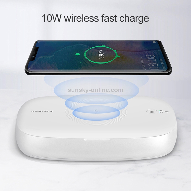 Momax 10W Qi Standard Fast Charging Wireless Charger Mobile Phone Jewelry UV Disinfection Cleaning Box Momax 10W Qi Standard Fast Charging Wireless Charger Mobile Phone Jewelry UV Disinfection Cleaning Box