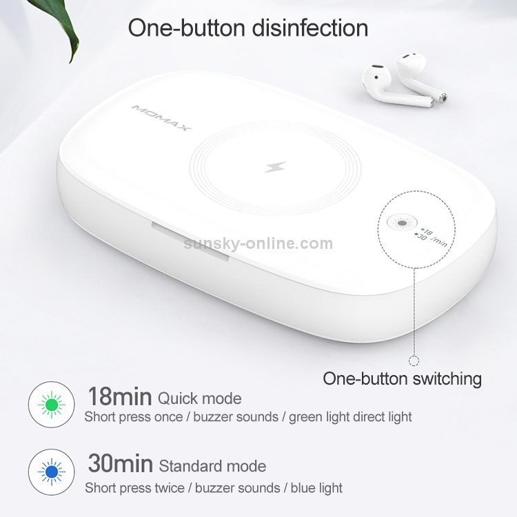 Momax 10W Qi Standard Fast Charging Wireless Charger Mobile Phone Jewelry UV Disinfection Cleaning Box Momax 10W Qi Standard Fast Charging Wireless Charger Mobile Phone Jewelry UV Disinfection Cleaning Box