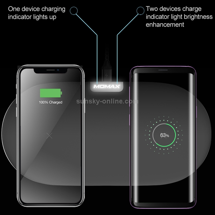 Momax 10W Qi Standard Dual Fast Charging Wireless Charger(Black) Momax 10W Qi Standard Dual Fast Charging Wireless Charger(Black)