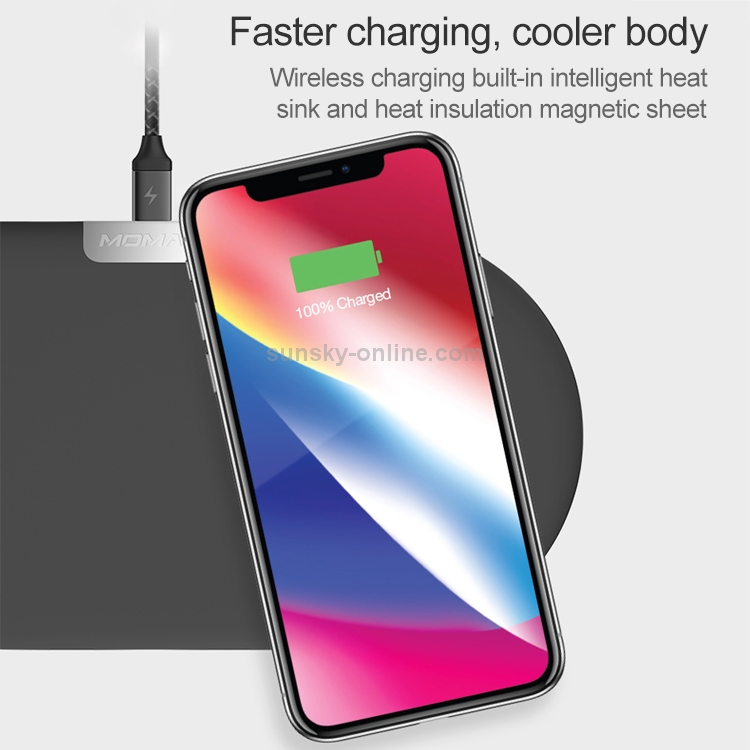 Momax 10W Qi Standard Dual Fast Charging Multipoint Wireless Charger(Black) Momax 10W Qi Standard Dual Fast Charging Multipoint Wireless Charger(Black)