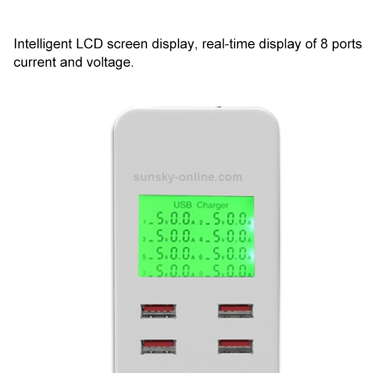 A8B 40W 8 Ports USB Smart Charging Station with Digital Display AC100-240V (White) A8B 40W 8 Ports USB Smart Charging Station with Digital Display AC100-240V (White)