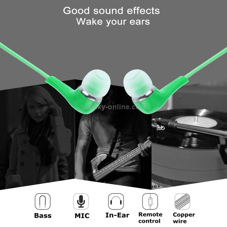 1m 3.5mm Plug Universal Stereo Visible EL Flowing Light Earphones with Mic (Green) 1m 3.5mm Plug Universal Stereo Visible EL Flowing Light Earphones with Mic (Green)