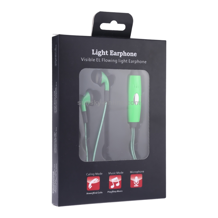 1m 3.5mm Plug Universal Stereo Visible EL Flowing Light Earphones with Mic (Green) 1m 3.5mm Plug Universal Stereo Visible EL Flowing Light Earphones with Mic (Green)