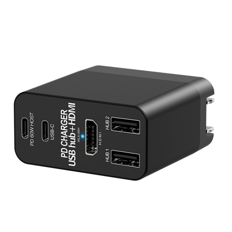 X8H 60W Tipo C USB HDMI HUB PD Cargador enchufe de EE. UU