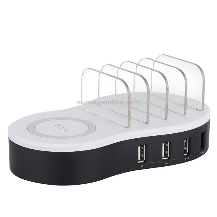 JHW08 Desktop 4-port USB Charge Dock Wireless Charging Station with LED Indicator JHW08 Desktop 4-port USB Charge Dock Wireless Charging Station with LED Indicator