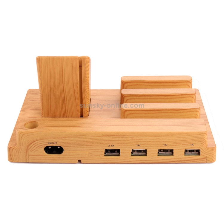 Bamboo 5V 1A/2.4A Multiple USB Ports Charging Station Dock Organizer with Indicator Bamboo 5V 1A/2.4A Multiple USB Ports Charging Station Dock Organizer with Indicator