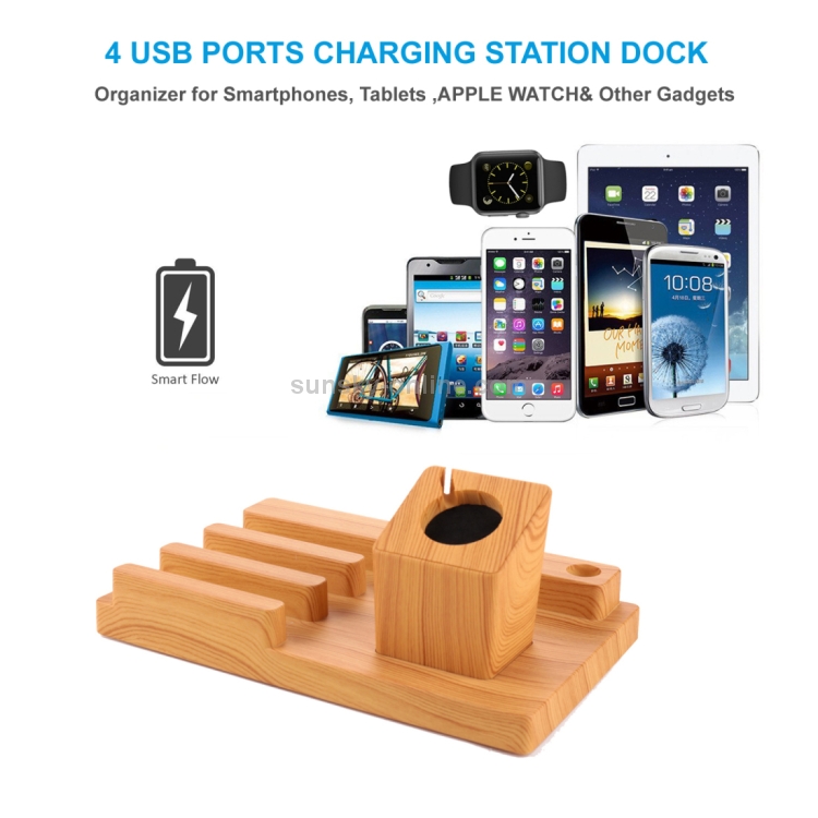 Bamboo 5V 1A/2.4A Multiple USB Ports Charging Station Dock Organizer with Indicator Bamboo 5V 1A/2.4A Multiple USB Ports Charging Station Dock Organizer with Indicator