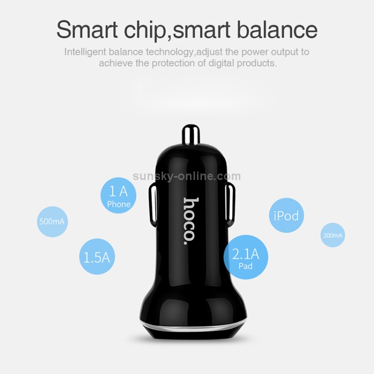 hoco Z1 2.1A Dual Ports Smart Car Charger hoco Z1 2.1A Dual Ports Smart Car Charger