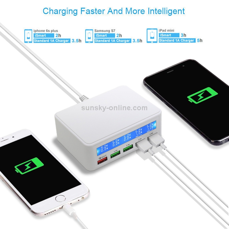 40W QC3.0 2.4A 4-USB Ports Fast Charger Station Travel Desktop Charger Power Adapter with LCD Digital Display, UK Plug 40W QC3.0 2.4A 4-USB Ports Fast Charger Station Travel Desktop Charger Power Adapter with LCD Digital Display, UK Plug