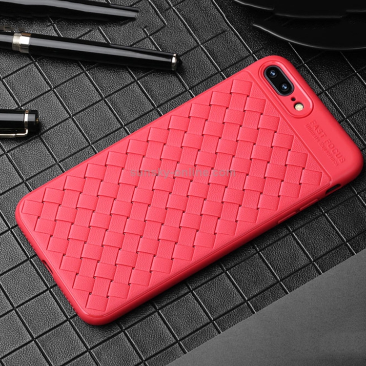 USAMS for iPhone 8 Plus & 7 Plus Weave Style TPU Breathable Soft Protective Back Case(Red) USAMS for iPhone 8 Plus & 7 Plus Weave Style TPU Breathable Soft Protective Back Case(Red)