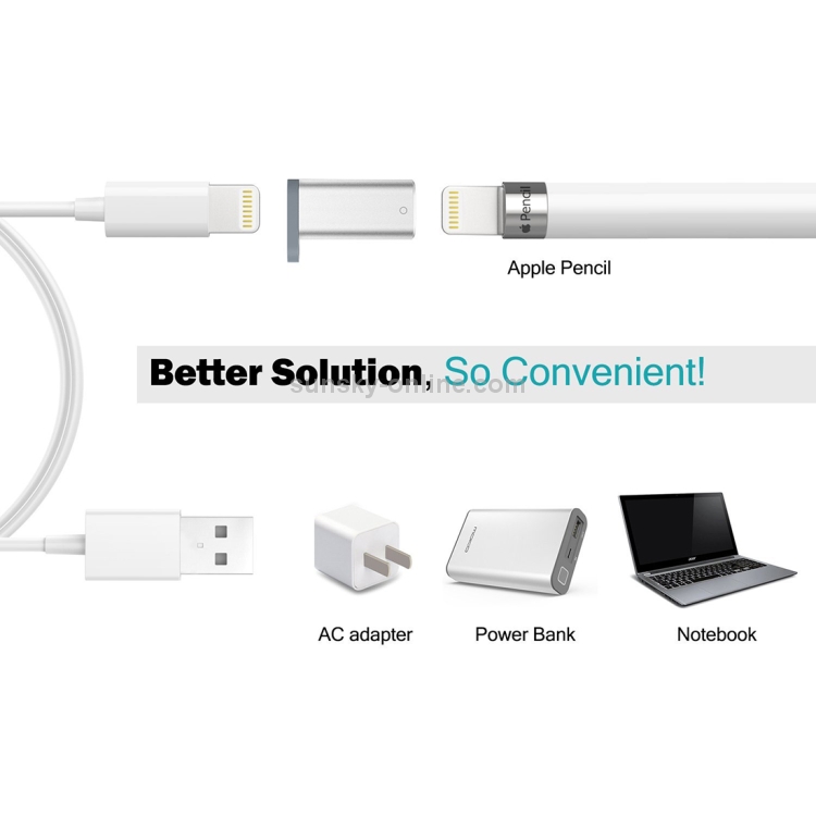 Aluminum Shell Apple Pencil Charger Adapter for iPad Pro(Silver) Aluminum Shell Apple Pencil Charger Adapter for iPad Pro(Silver)