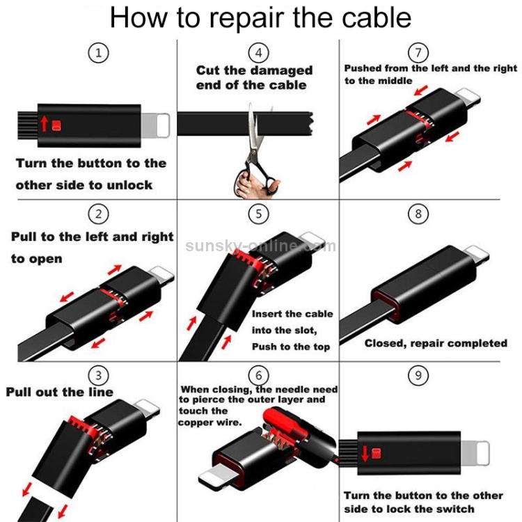 1.5m USB to 8 Pin Repairable Charging & Sync Data Cable 1.5m USB to 8 Pin Repairable Charging & Sync Data Cable