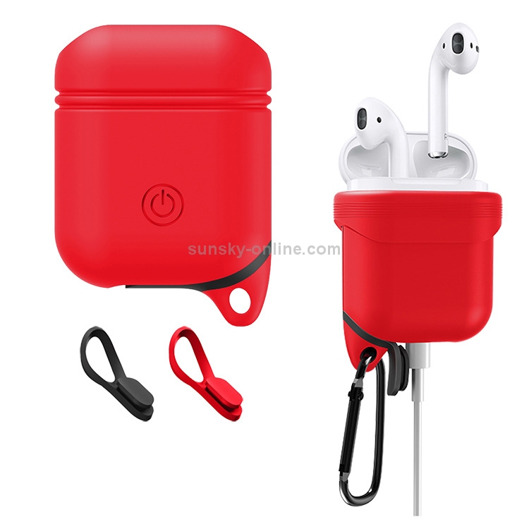 Dropproof Soft Silicone Bluetooth Earphone Protective Cover Skin with Carabiner for Apple AirPods 1/2(Red) Dropproof Soft Silicone Bluetooth Earphone Protective Cover Skin with Carabiner for Apple AirPods 1/2(Red)