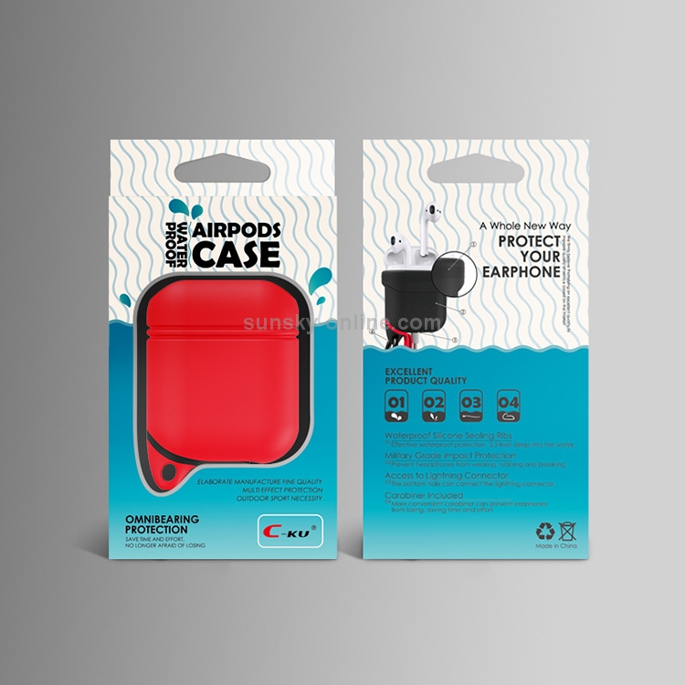 Dropproof Soft Silicone Bluetooth Earphone Protective Cover Skin with Carabiner for Apple AirPods 1/2(Red) Dropproof Soft Silicone Bluetooth Earphone Protective Cover Skin with Carabiner for Apple AirPods 1/2(Red)