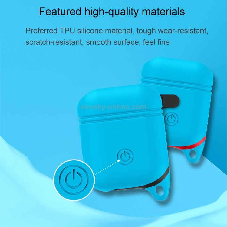 Dropproof Soft Silicone Bluetooth Earphone Protective Cover Skin with Carabiner for Apple AirPods 1/2(Red) Dropproof Soft Silicone Bluetooth Earphone Protective Cover Skin with Carabiner for Apple AirPods 1/2(Red)