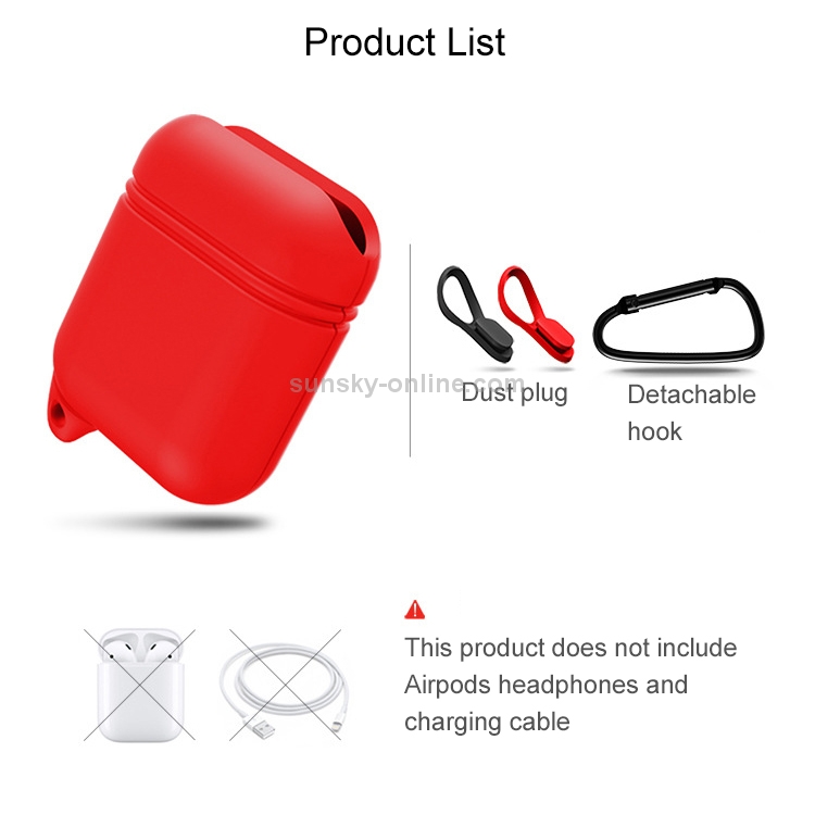 Dropproof Soft Silicone Bluetooth Earphone Protective Cover Skin with Carabiner for Apple AirPods 1/2(Red) Dropproof Soft Silicone Bluetooth Earphone Protective Cover Skin with Carabiner for Apple AirPods 1/2(Red)