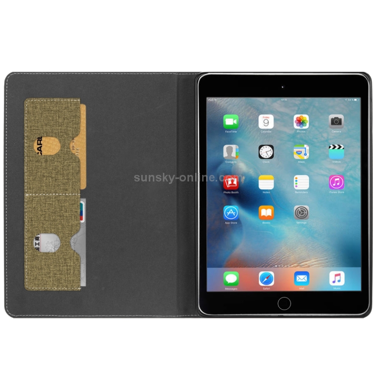 Cloth Pattern PU Case for iPad 9.7 inch (2018) & (2017) & (2016) & iPad Air 2 & iPad Air, with Card Slot & Pen Groove(Gold) Cloth Pattern PU Case for iPad 9.7 inch (2018) & (2017) & (2016) & iPad Air 2 & iPad Air, with Card Slot & Pen Groove(Gold)