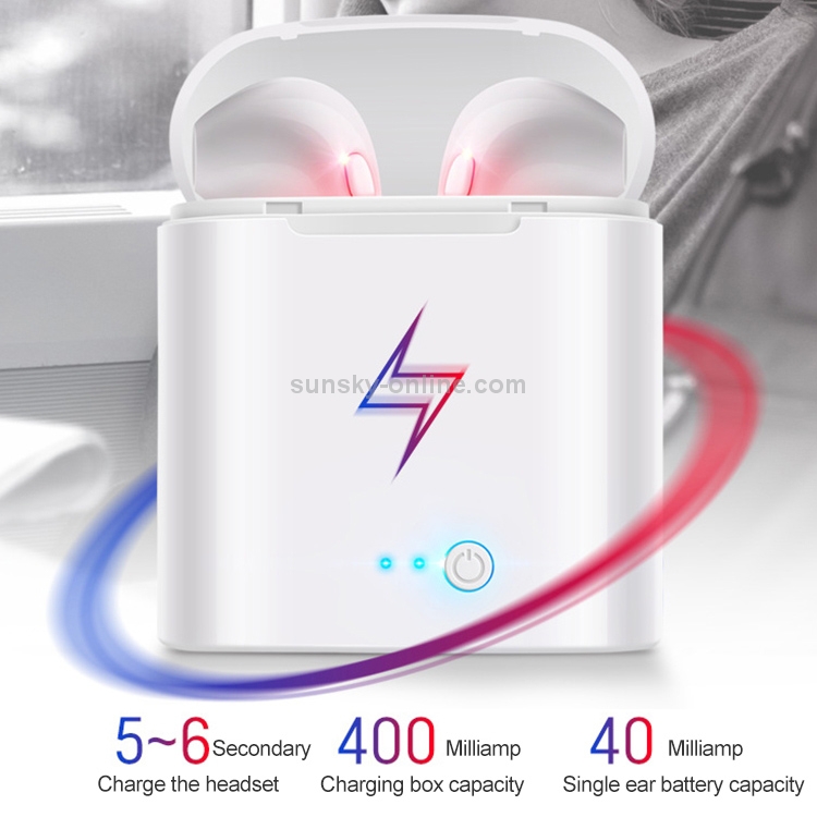 [US Warehouse] i7S TWS Universal Dual Wireless Bluetooth 5.0 Earbuds Stereo Headset In-Ear Earphone with Charging Box, Automatic Dual Ears Pairing
