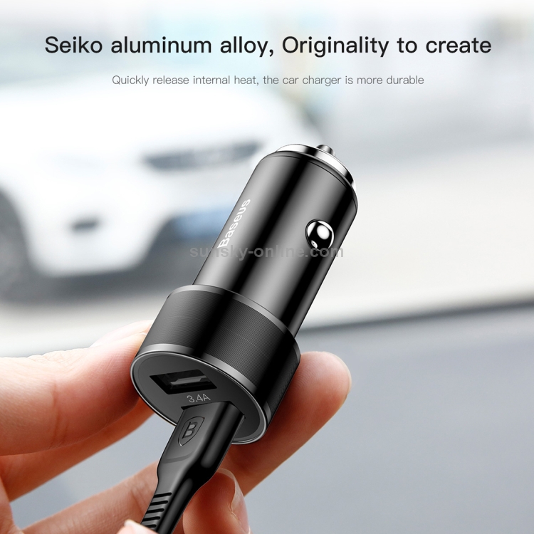 Baseus 3.4A Dual USB Quick Car Charger with 1m 2A Type-C Braided Cable Set Baseus 3.4A Dual USB Quick Car Charger with 1m 2A Type-C Braided Cable Set