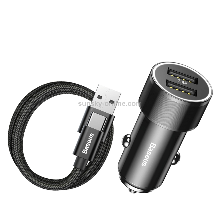 Baseus 3.4A Dual USB Quick Car Charger with 1m 2A Type-C Braided Cable Set Baseus 3.4A Dual USB Quick Car Charger with 1m 2A Type-C Braided Cable Set