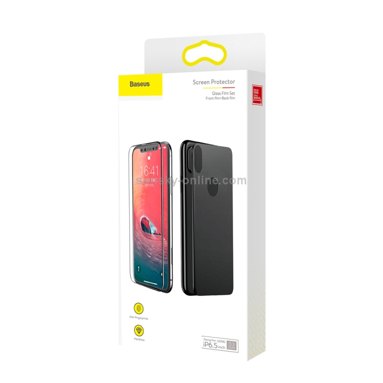 For iPhone XS Max Baseus 0.3mm 9H Full Screen Tempered Glass Film Set Front Film 0.3mm Black Trim + Back Film 0.3mm Black Trim(Black) For iPhone XS Max Baseus 0.3mm 9H Full Screen Tempered Glass Film Set Front Film 0.3mm Black Trim + Back Film 0.3mm Black Trim(Black)