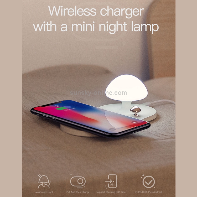 Baseus Desktop 10W Max Wireless Charger Pad with Mushroom Night Light Baseus Desktop 10W Max Wireless Charger Pad with Mushroom Night Light