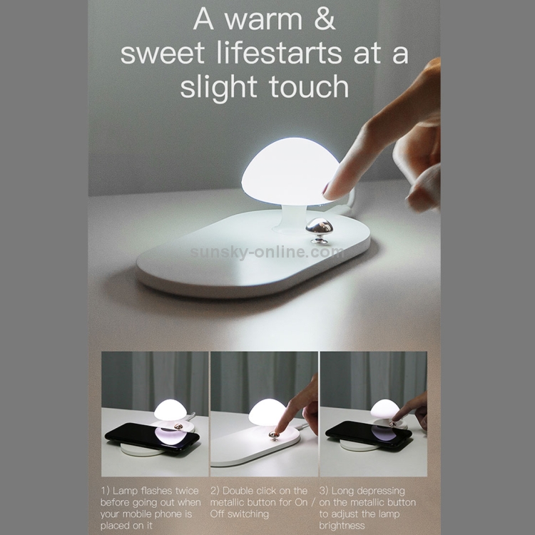 Baseus Desktop 10W Max Wireless Charger Pad with Mushroom Night Light Baseus Desktop 10W Max Wireless Charger Pad with Mushroom Night Light