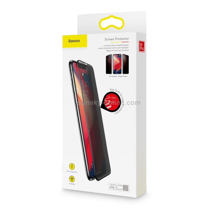 For iPhone 11 Pro Max / XS Max Baseus 0.23mm Privacy Anti-glare Crack-resistant Edges Curved Full Screen Tempered Glass Film(Black) For iPhone 11 Pro Max / XS Max Baseus 0.23mm Privacy Anti-glare Crack-resistant Edges Curved Full Screen Tempered Glass Film(Black)