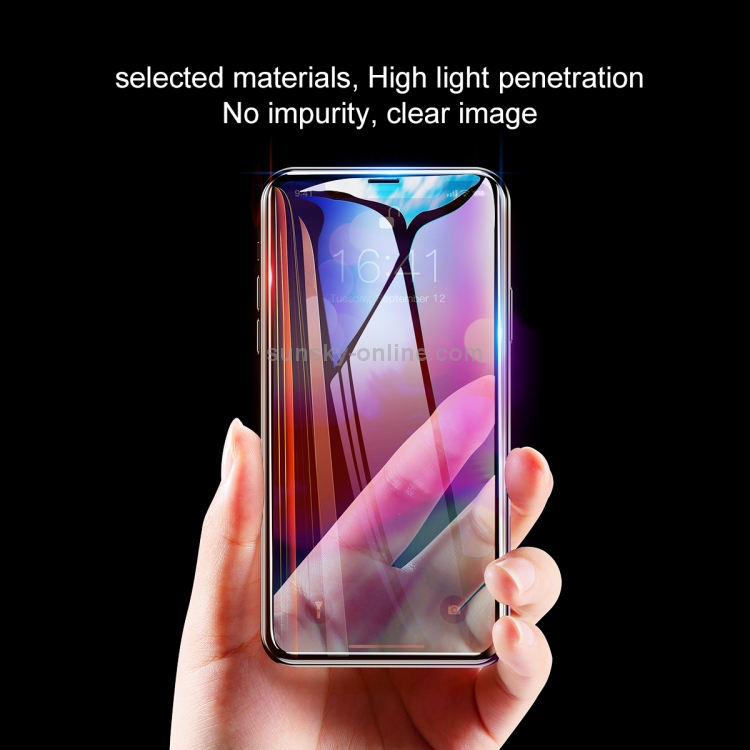 For iPhone XS Max Baseus 0.23mm Anti Blue-ray Crack-resistant Edges Curved Full Screen Tempered Glass Film(Black) For iPhone XS Max Baseus 0.23mm Anti Blue-ray Crack-resistant Edges Curved Full Screen Tempered Glass Film(Black)