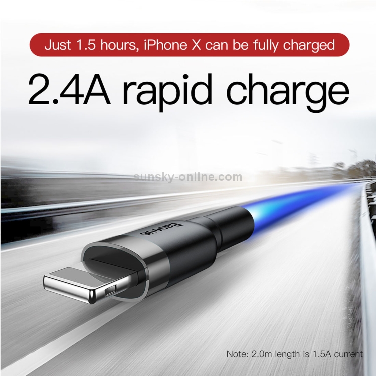 Baseus 2.4A 1m USB to 8 Pin High Density Nylon Weave USB Cable for iPhone, iPad Baseus 2.4A 1m USB to 8 Pin High Density Nylon Weave USB Cable for iPhone, iPad