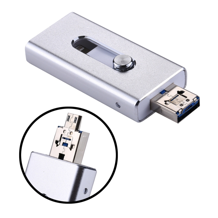 RQW-02 3 in 1 USB 2.0 & 8 Pin & Micro USB 32GB Flash Drive(Silver) RQW-02 3 in 1 USB 2.0 & 8 Pin & Micro USB 32GB Flash Drive(Silver)