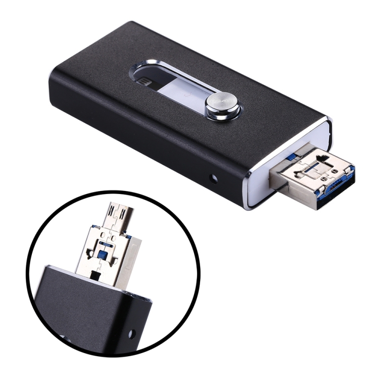 RQW-02 3 in 1 USB 2.0 & 8 Pin & Micro USB 128GB Flash Drive(Black) RQW-02 3 in 1 USB 2.0 & 8 Pin & Micro USB 128GB Flash Drive(Black)