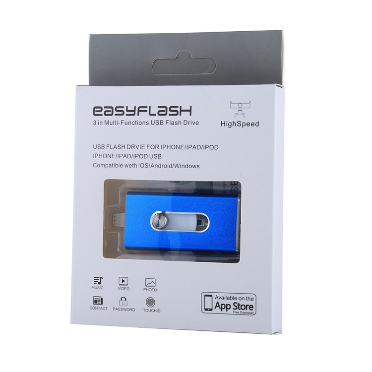 RQW-02 3 in 1 USB 2.0 & 8 Pin & Micro USB 128GB Flash Drive(Blue) RQW-02 3 in 1 USB 2.0 & 8 Pin & Micro USB 128GB Flash Drive(Blue)