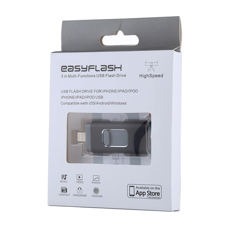 easyflash RQW-01B 3 in 1 USB 2.0 & 8 Pin & Micro USB 32GB Flash Drive(Black) easyflash RQW-01B 3 in 1 USB 2.0 & 8 Pin & Micro USB 32GB Flash Drive(Black)