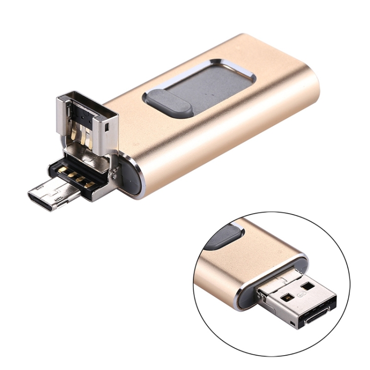 easyflash RQW-01B 3 in 1 USB 2.0 & 8 Pin & Micro USB 128GB Flash Drive(Gold) easyflash RQW-01B 3 in 1 USB 2.0 & 8 Pin & Micro USB 128GB Flash Drive(Gold)