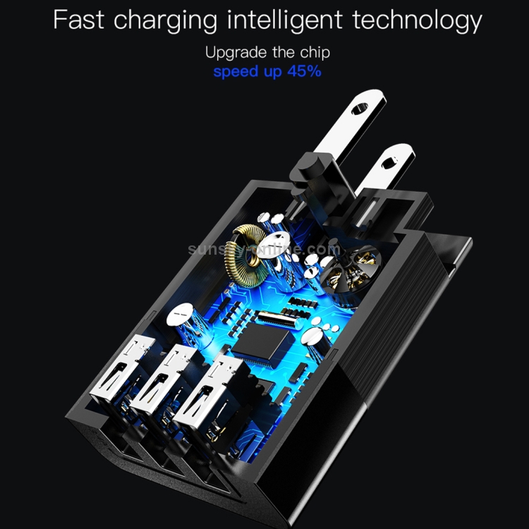 Baseus Duke 3.4A Total Output 3 USB Universal Travel Charger, AC 100-240V Baseus Duke 3.4A Total Output 3 USB Universal Travel Charger, AC 100-240V