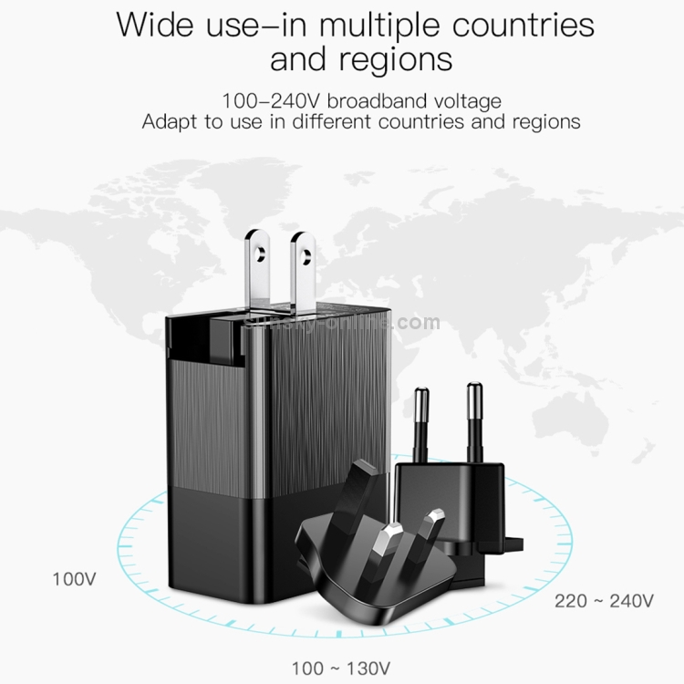 Baseus Duke 3.4A Total Output 3 USB Universal Travel Charger, AC 100-240V Baseus Duke 3.4A Total Output 3 USB Universal Travel Charger, AC 100-240V