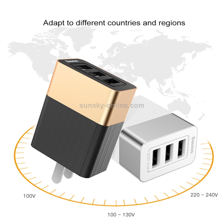 Baseus Duke 3.4A Total Output 3 USB Quick Charge Smart Travel Charger, US Plug Baseus Duke 3.4A Total Output 3 USB Quick Charge Smart Travel Charger, US Plug