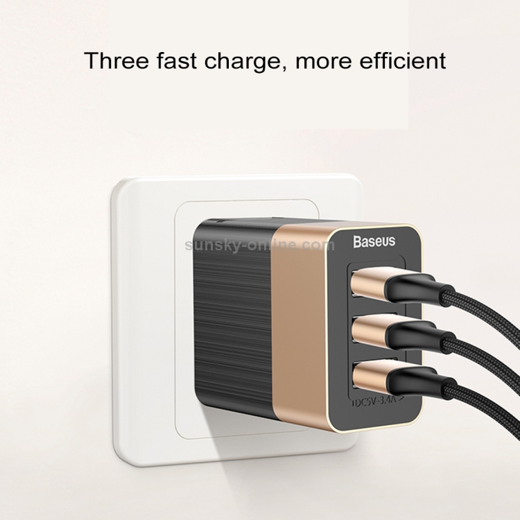 Baseus Duke 3.4A Total Output 3 USB Quick Charge Smart Travel Charger, US Plug Baseus Duke 3.4A Total Output 3 USB Quick Charge Smart Travel Charger, US Plug