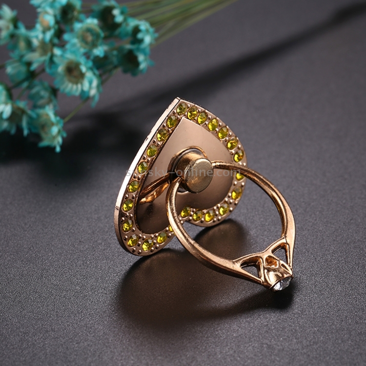 Universal 360 Degree Rotation Heart Style Diamond Encrusted Phone Holder(Gold) Universal 360 Degree Rotation Heart Style Diamond Encrusted Phone Holder(Gold)