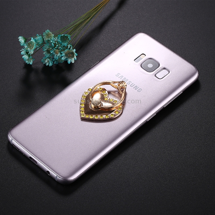 Universal 360 Degree Rotation Heart Style Diamond Encrusted Phone Holder(Gold) Universal 360 Degree Rotation Heart Style Diamond Encrusted Phone Holder(Gold)
