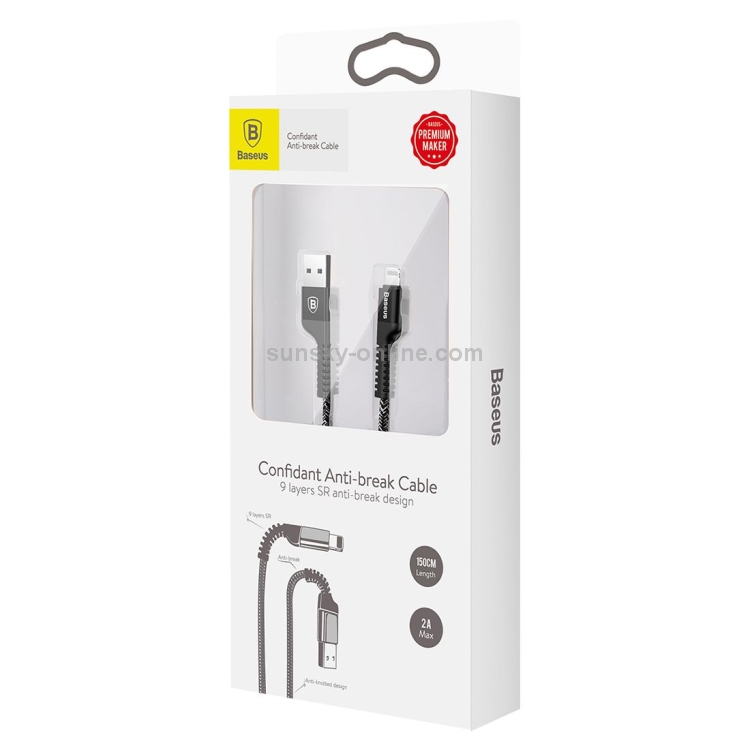 Baseus 1.5m Weave 9-Layer SR Anti-break Junction Cord 2A Fast Charging USB A to 8 Pin Data Sync Charge Cable Baseus 1.5m Weave 9-Layer SR Anti-break Junction Cord 2A Fast Charging USB A to 8 Pin Data Sync Charge Cable