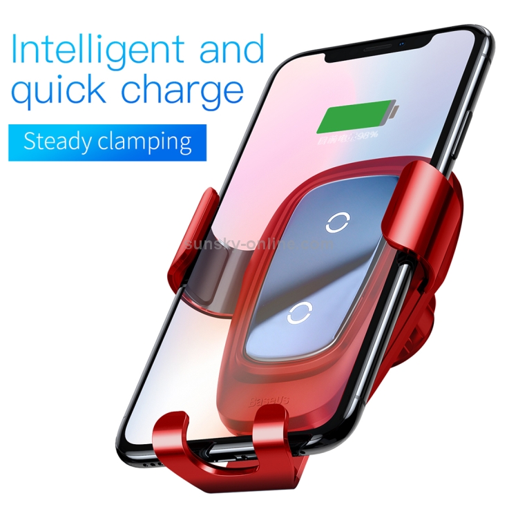 Baseus 10W Max Aluminium Alloy + Glass Clamping Gravity Phone Holder Car Air Vent Mount Qi Wireless Charger Baseus 10W Max Aluminium Alloy + Glass Clamping Gravity Phone Holder Car Air Vent Mount Qi Wireless Charger