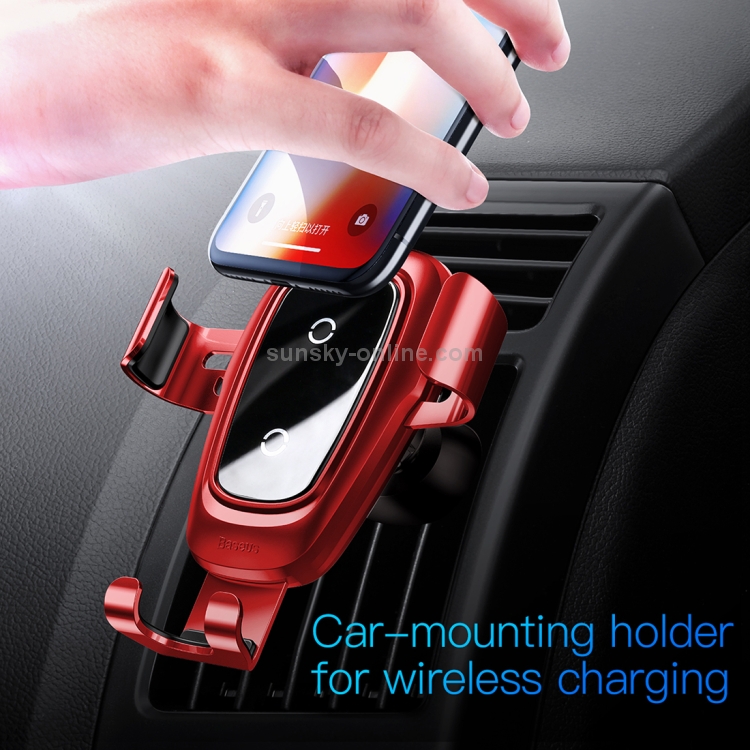 Baseus 10W Max Aluminium Alloy + Glass Clamping Gravity Phone Holder Car Air Vent Mount Qi Wireless Charger Baseus 10W Max Aluminium Alloy + Glass Clamping Gravity Phone Holder Car Air Vent Mount Qi Wireless Charger